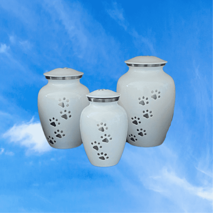 Pet Cremation Urn White Paws To Heaven Design