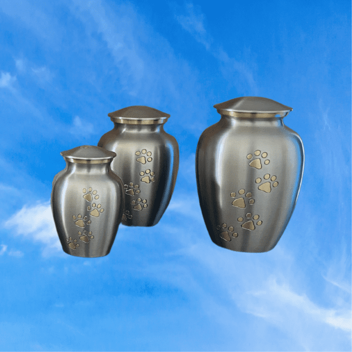 Pet Cremation Urn Silver Paws To Heaven Design