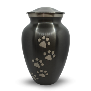 Classic Brass Slate Urn with Silver Paws